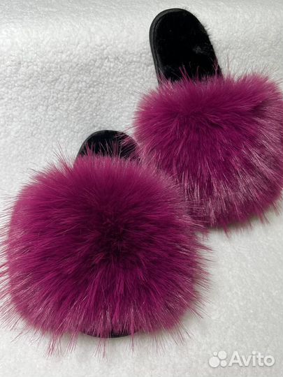 Тапочки женские домашние из меха, подарок на 8 мар