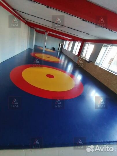 Борцовский ковер 4х4 трехцветный люверсы