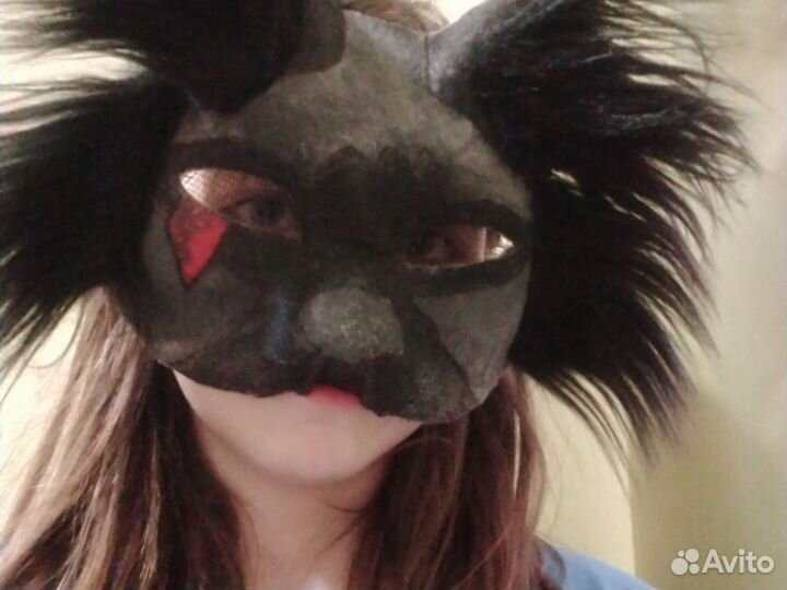 Маска для квадробики, черная лиса (чернобурка)