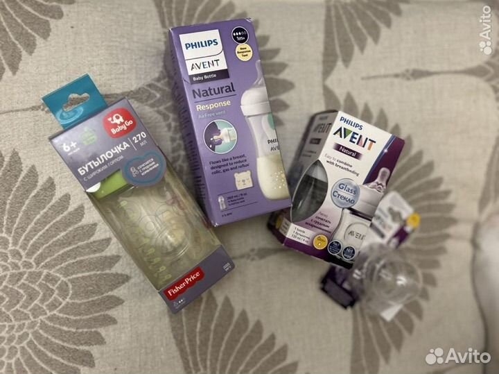 Бутылочки, соски avent natural и fisher price