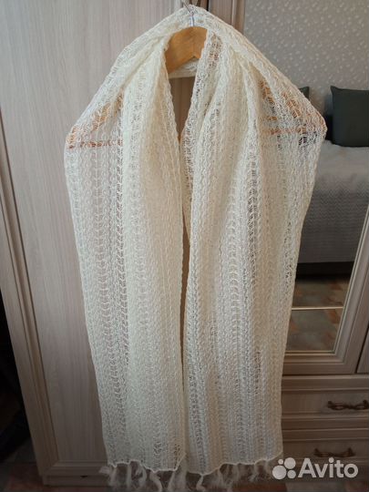 Льняной шарф ручная работа