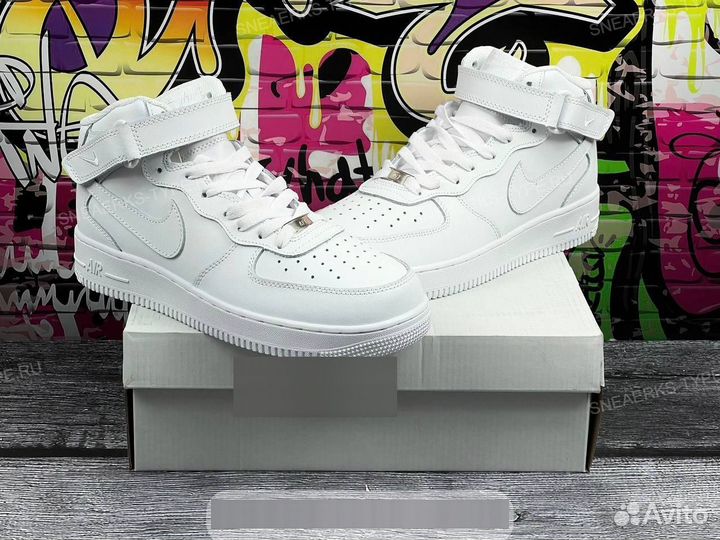 Кроссовки Nike Air Force 1 Mid White (36-45)