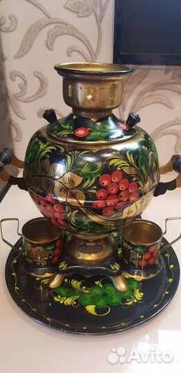 Самовар электрический поднос, 2 подстаканника