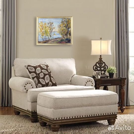 Картина маслом. Осень на берегу