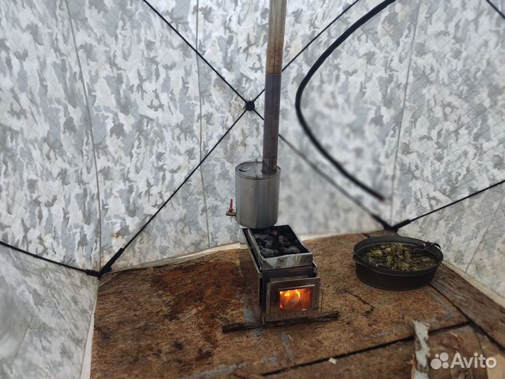 Мобильная баня палатка с печью