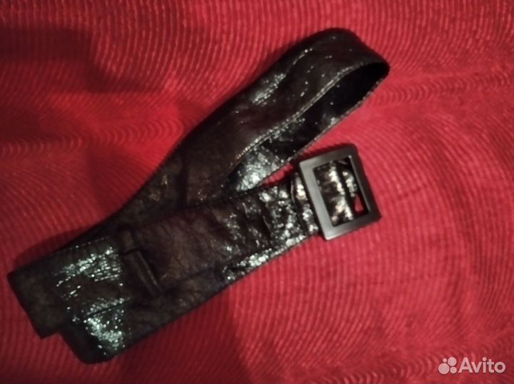 Ремень женский кожаный черный