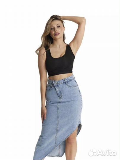 Джинсовая юбка миди