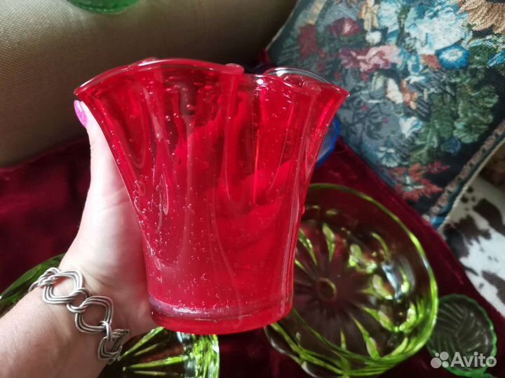 Цветное стекло СССР Вазы Конфетницы