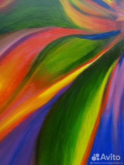 Картина маслом цветок,абстракция, яркая картина
