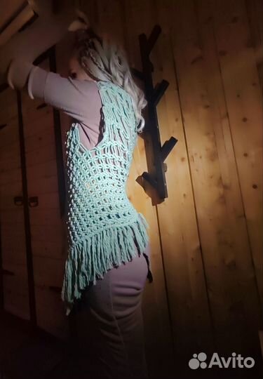 Макраме жилетка на одно плечо