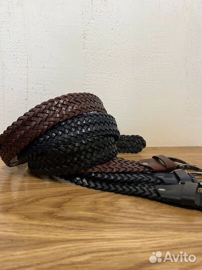Мужские плетенные кожаные ремни