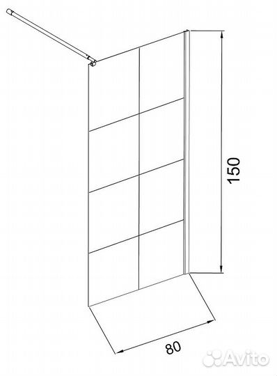 Душ. Стенка Grossman 80x150 gr-10580black