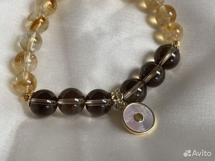 Цитрин раухтопаз браслет женский