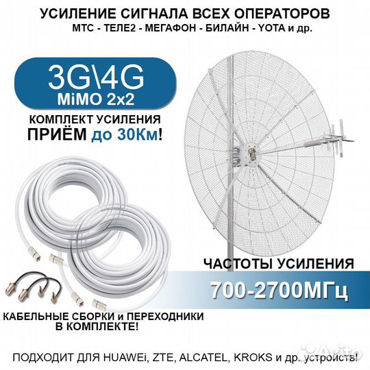 Комплект Усиления 3G 4G для USB Модема и Роутера