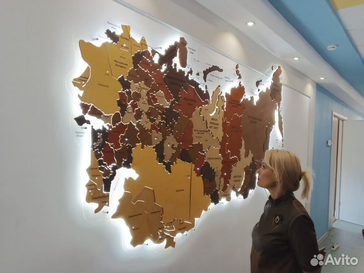 Нестандартная карта мира из дерева для юрлиц