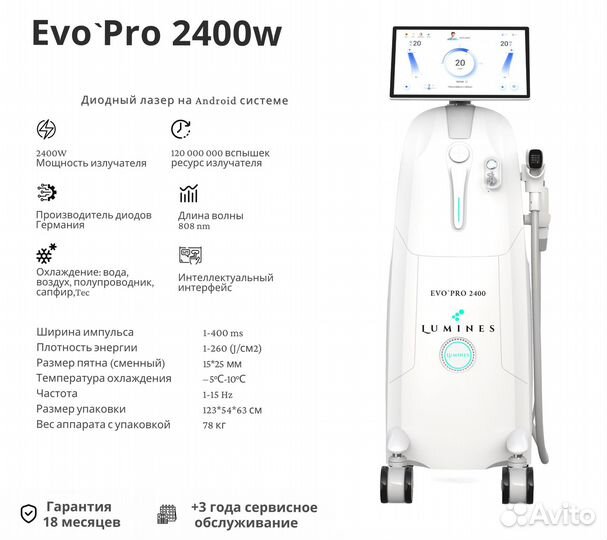 Диодный лазер для эпиляции Люминес Evo-Pro 2400