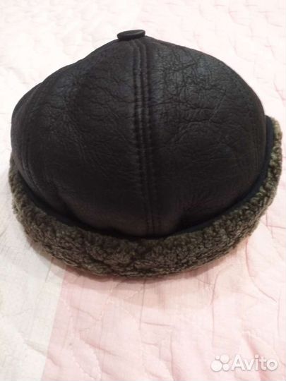 Кепка кожаная меховая мужская 56 размер