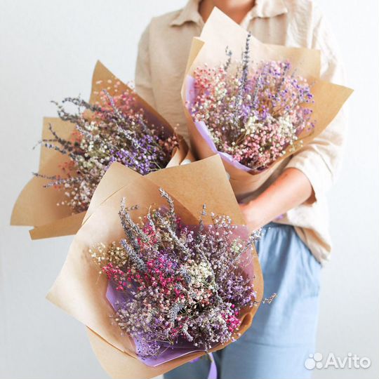 Букет сухоцвет с лавандой Цветы Букеты Доставка Сп