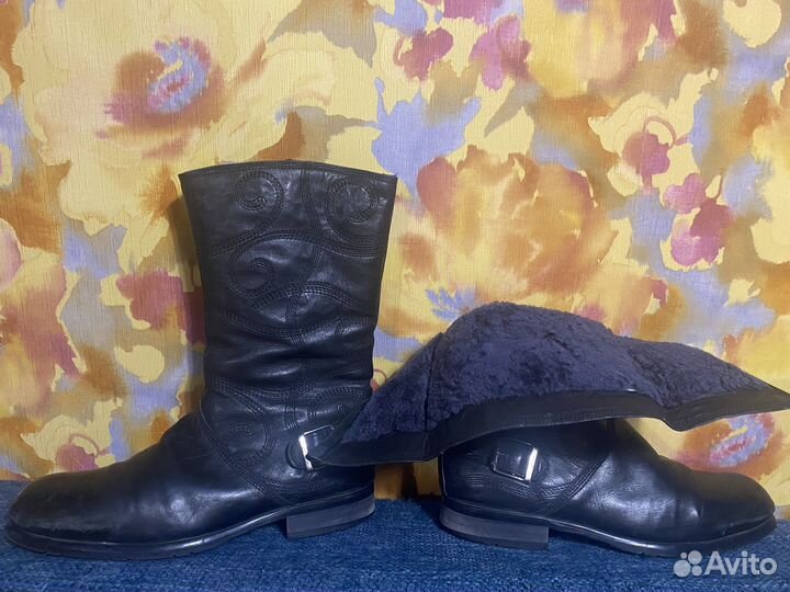 Сапоги мужские зимние кожаные
