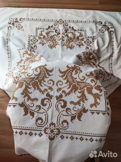 Скатерть лен Германия ручная вышивка