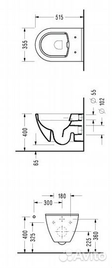Унитаз подвесной serel SMART, безободковый, с тон