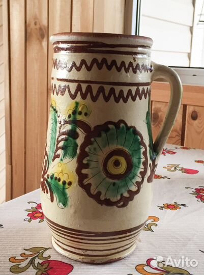 Кувшин расписной глиняный