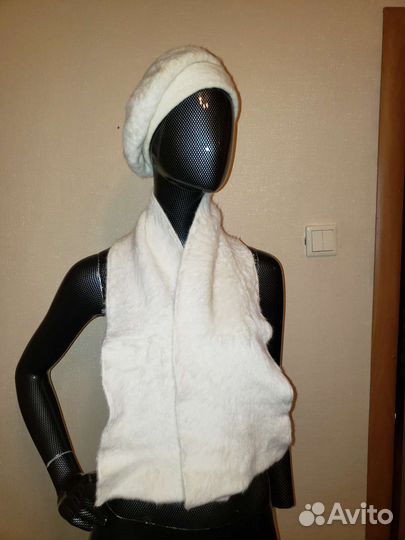 Комплект шапка и шарф меховой натуральный