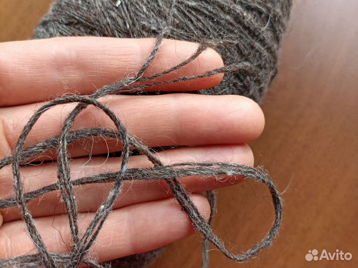 Пряжа носочная серая овечья шерсть 1 моток