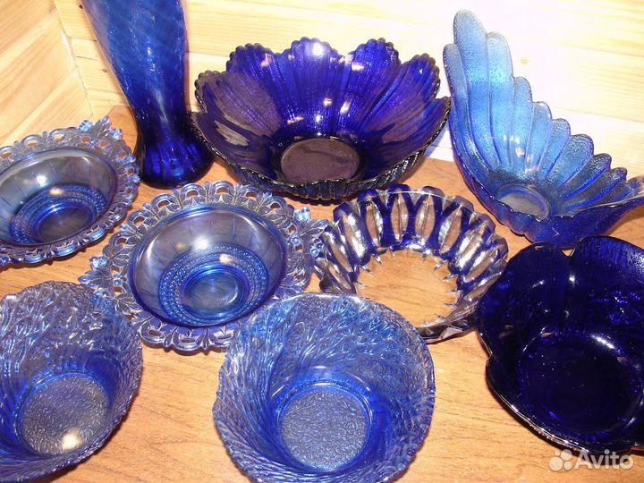 Старое стекло посуда кобальт винтаж СССР