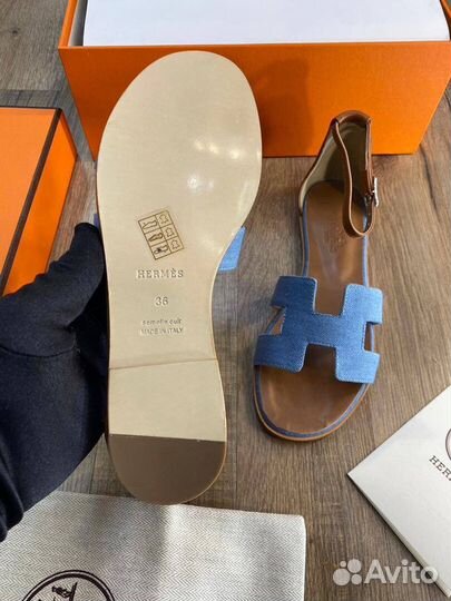 Сандалии Hermes Santorini джинсовые