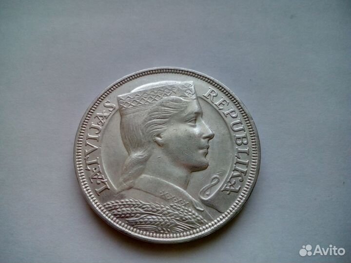 5 латов 1931 Серебро 835 пробы Оригинал UNC