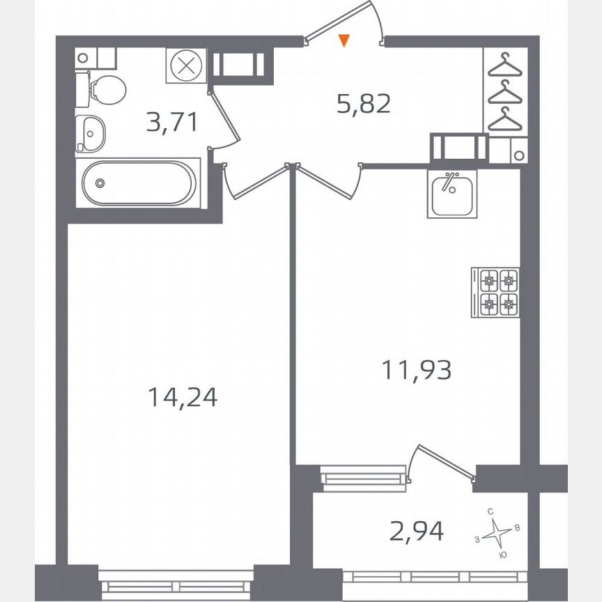 1-к. квартира, 37,2 м², 4/15 эт.