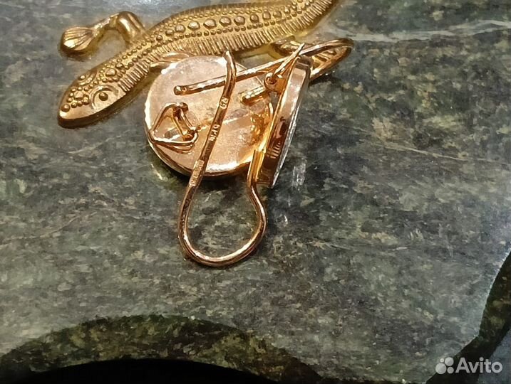 Серьги золотые 583 пробы СССР без камней