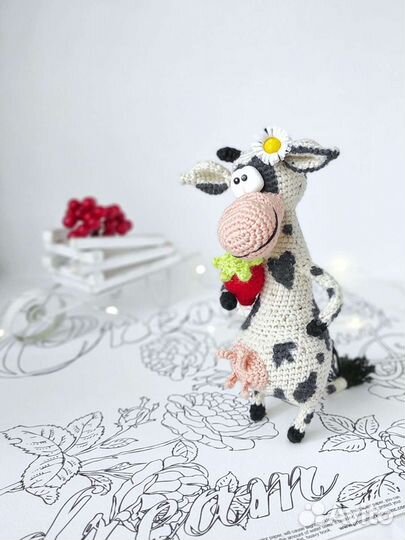 Интерьерная корова, ручная работа, 16 см