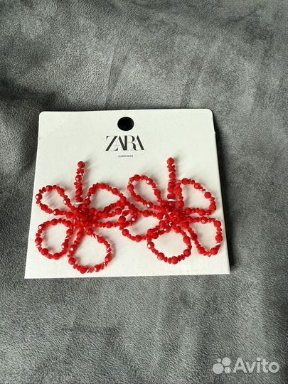 Серьги zara крупные цветы красные оригинал