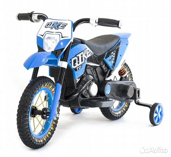 Детский кроссовый электромотоцикл Qike TD Blue 6V