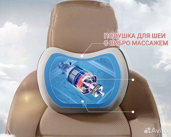 Массажная накидка в авто ортопедическая 2 вибро