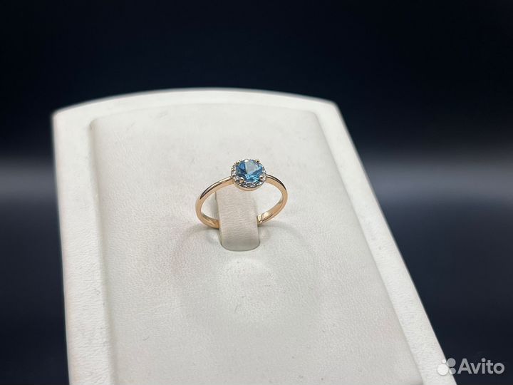 Золотое Кольцо С Бриллиантами и Топазом 585* 1,51г