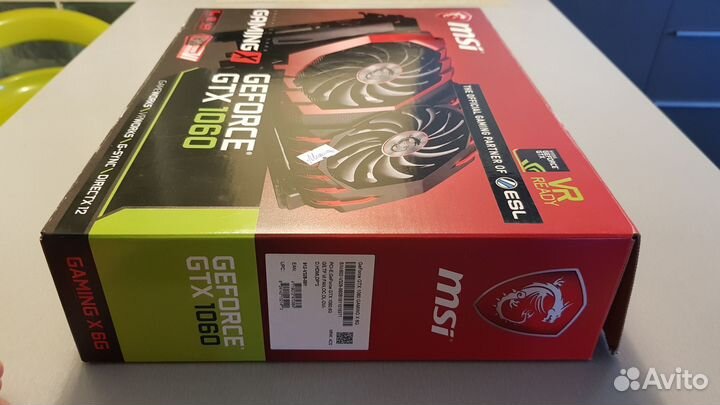 Видеокарта MSI GTX 1060 6gb Gaming X