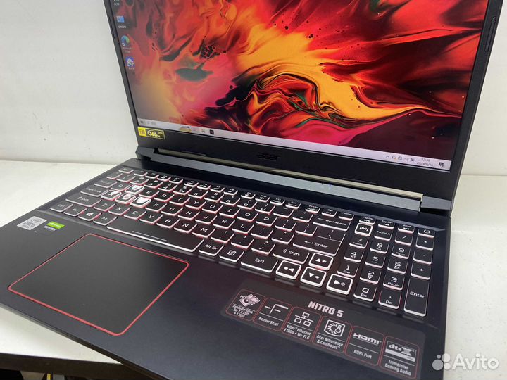 Ноутбук Acer nitro 5, i5-10300H, RAM 16гб, SSD 512