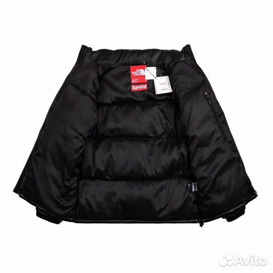 Supreme the north face on sale leather nuptse jacket black