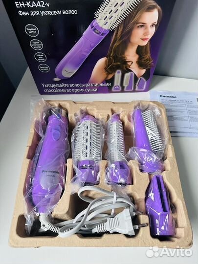 Фен щетка для укладки волос Panasonic 4 насадки