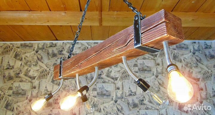 Люстра деревянная шпала