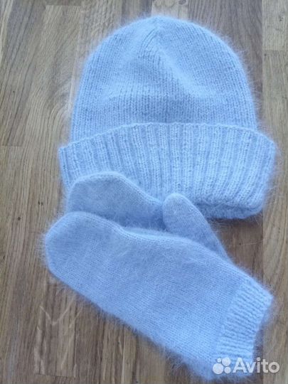 Шапка чепчик с ушками, варежки, шарфы, шапки