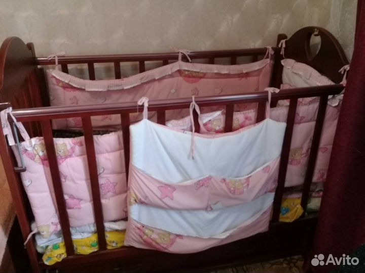 Детская кроватка с матрасом и бортами, самовывоз