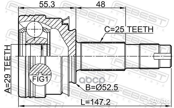 ШРУС наружный 29X52.5X25 chevrolet aveo (T300)