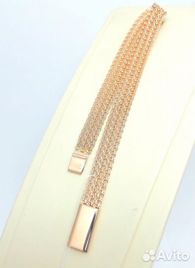 Золотой браслет Тройной бисмарк, полновесный, замок коробочка, длина 19 см, вес 7,39 г*