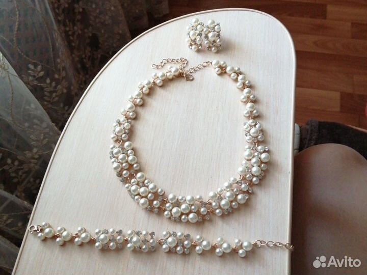 Набор, серьги, браслет, колье