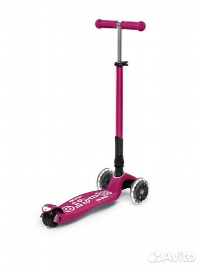Самокат Maxi Micro Deluxe LED складной ягодный нов