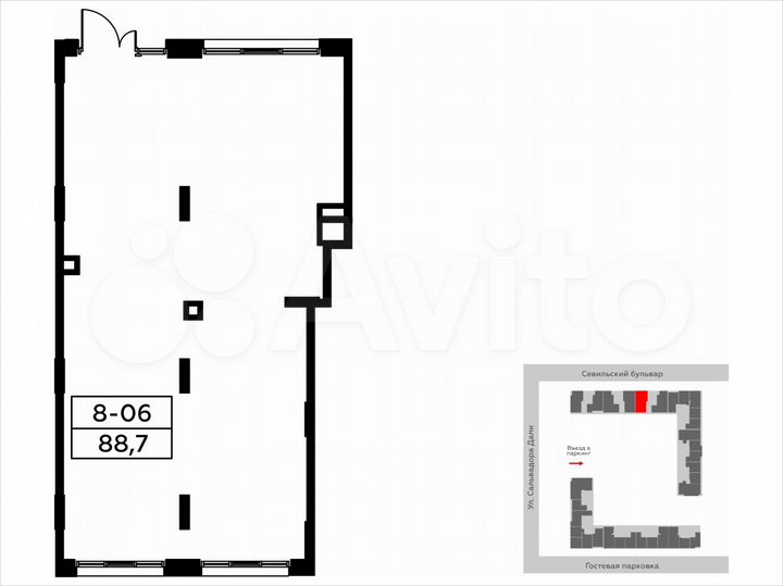 Аренда торговое помещение площадью 88.7 кв.м